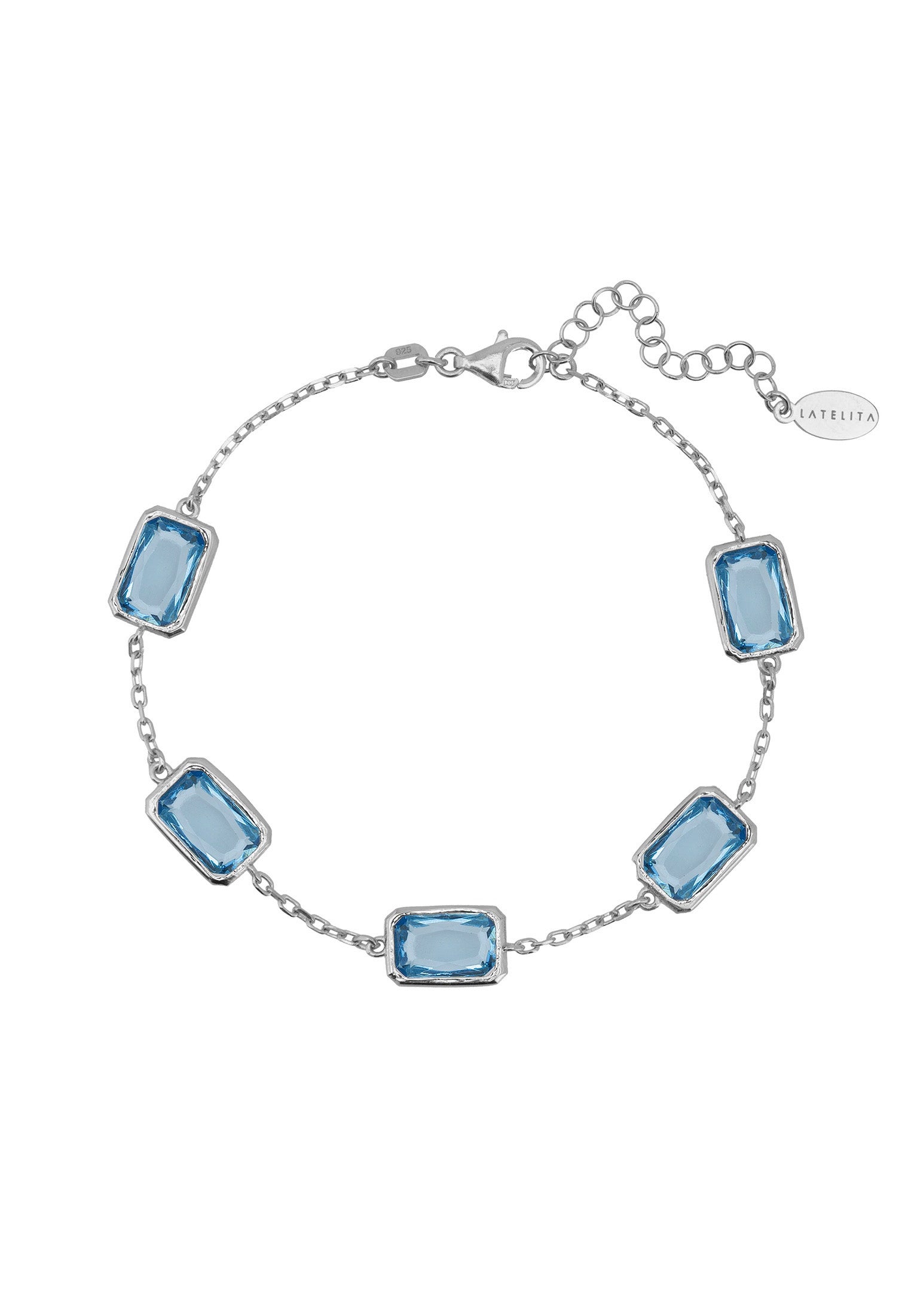 Elegant Portofino Gemstone Bracelet in Silver with Blue Topaz Hydro - Capri Collection Bijou Her