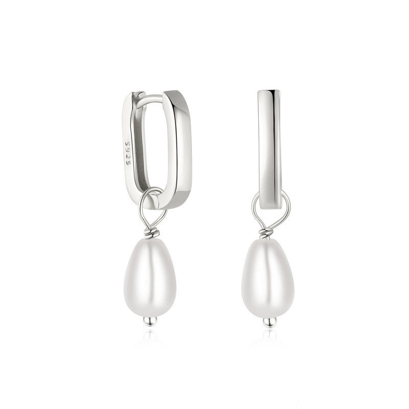 Elegant S925 Sterling Silver U-shaped Pearl Earrings Bijou Her