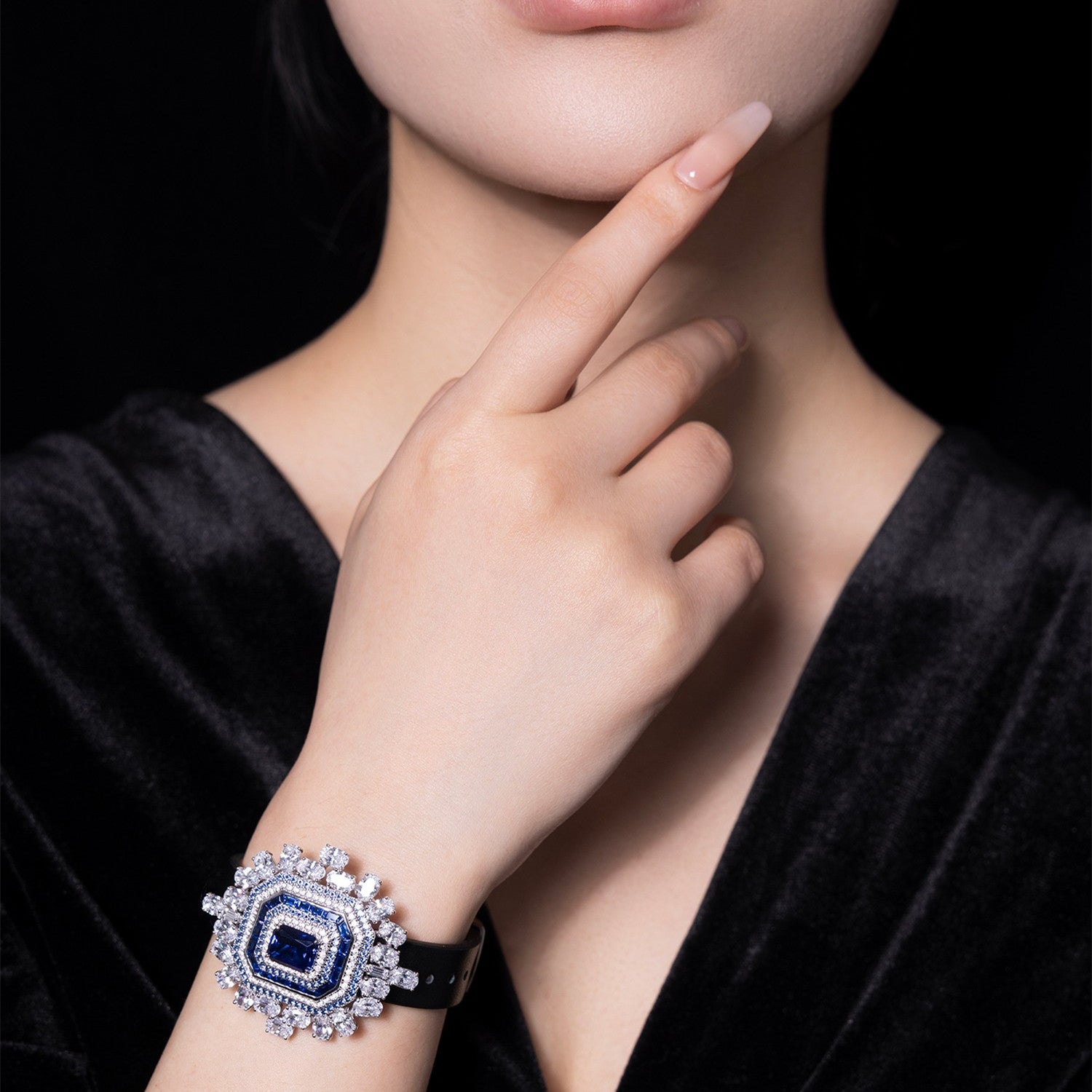 Elegant Sapphire And Diamond Watch With Necklace Bijou Her