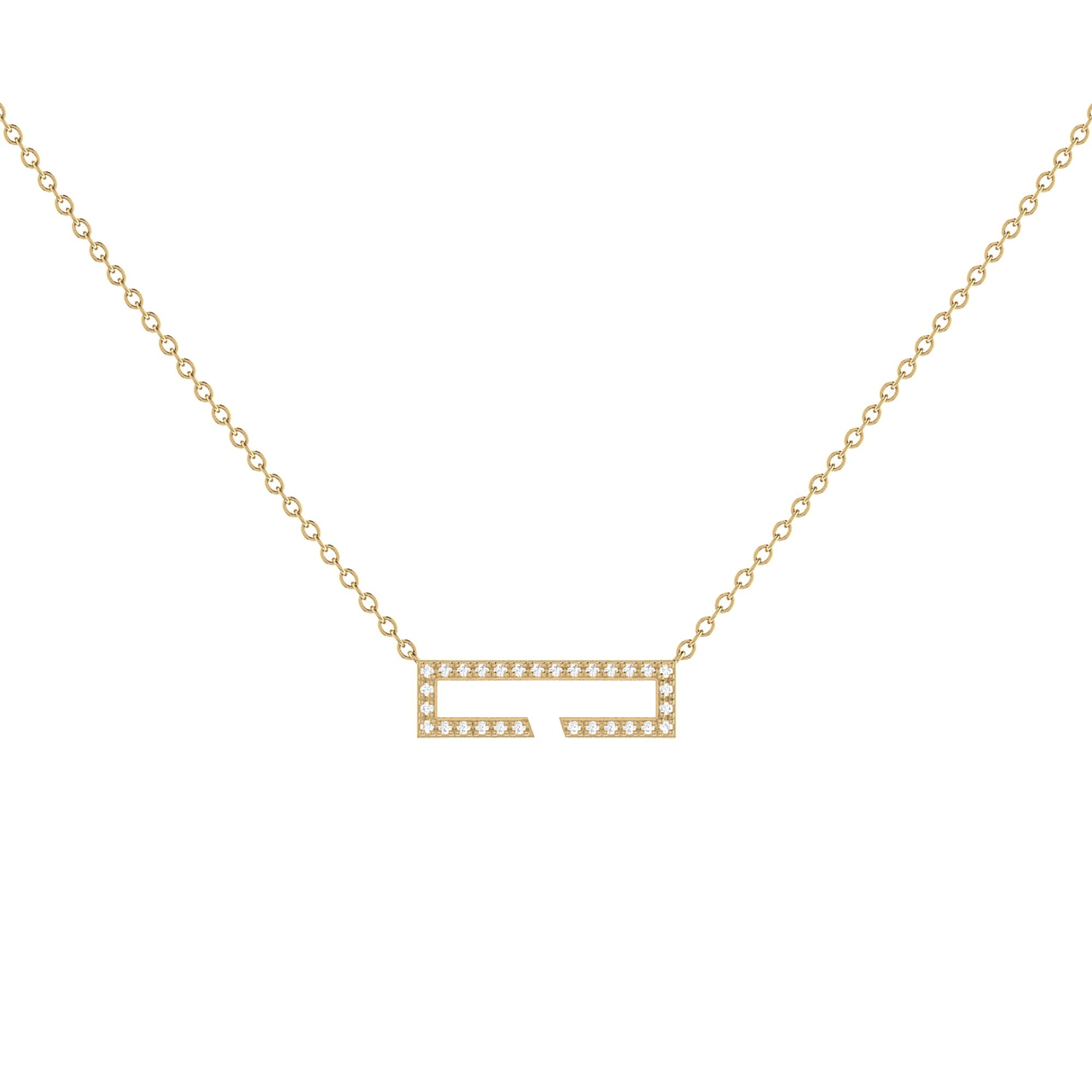 Elegant Swing Diamond Necklace in 14K Yellow Gold - Natural Stones, Micro Pave Setting, 18" Chain Bijou Her