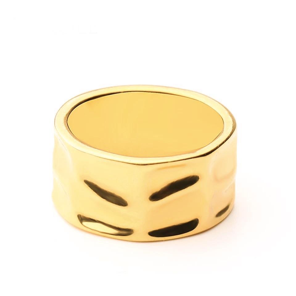 Elena Ring - Gold Plated Stainless Steel, Hypoallergenic, 10mm Width Bijou Her