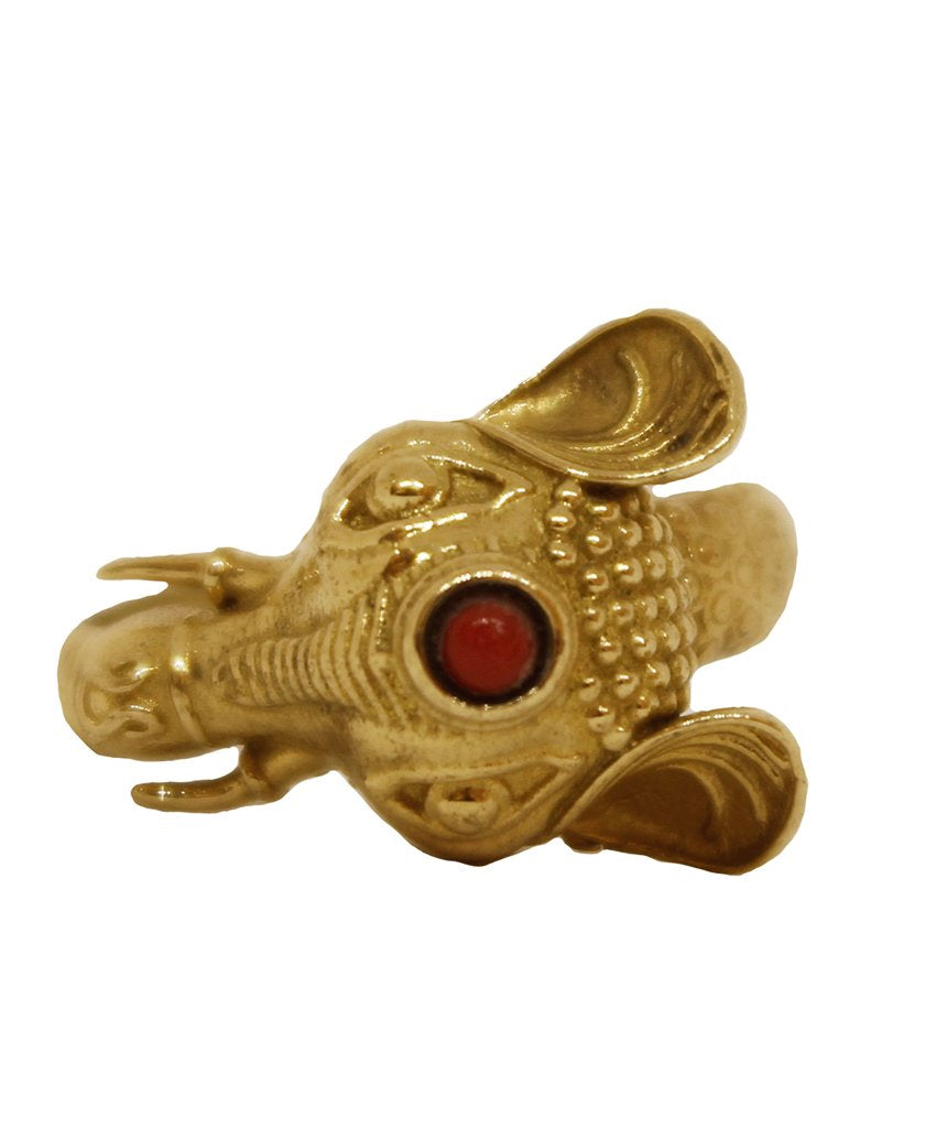 Elephant Ring with Semi-Precious Stones in Gold and Silver Bijou Her