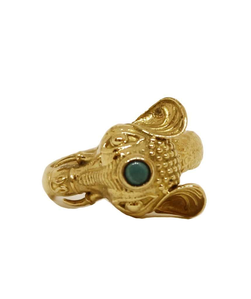 Elephant Ring with Semi-Precious Stones in Gold and Silver Bijou Her