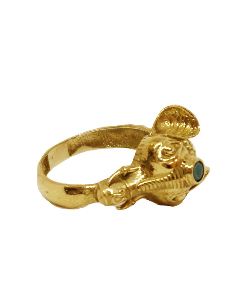 Elephant Ring with Semi-Precious Stones in Gold and Silver Bijou Her