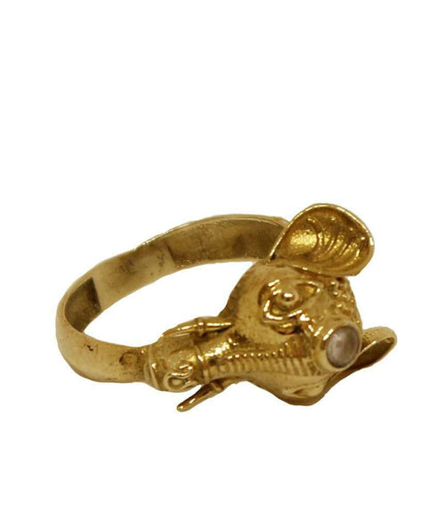 Elephant Ring with Semi-Precious Stones in Gold and Silver Bijou Her