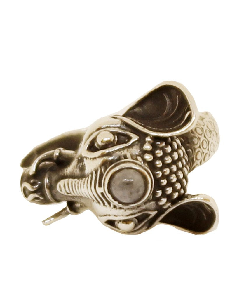 Elephant Ring with Semi-Precious Stones in Gold and Silver Bijou Her