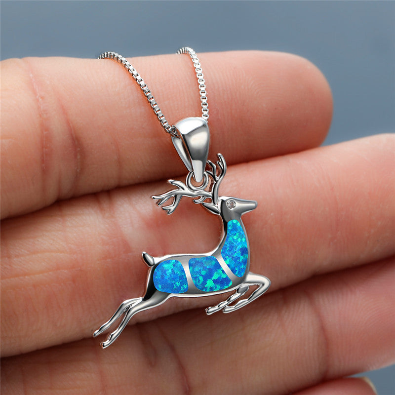 Elk Pendant Necklace Female Cartoon Animal Clavicle Chain Bijou Her