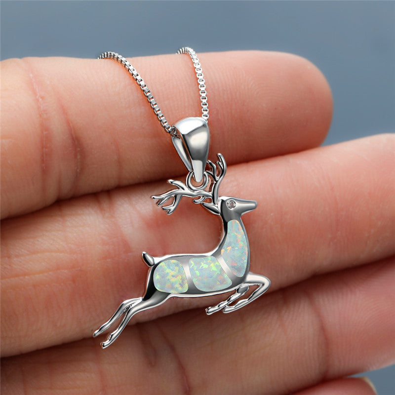 Elk Pendant Necklace Female Cartoon Animal Clavicle Chain Bijou Her