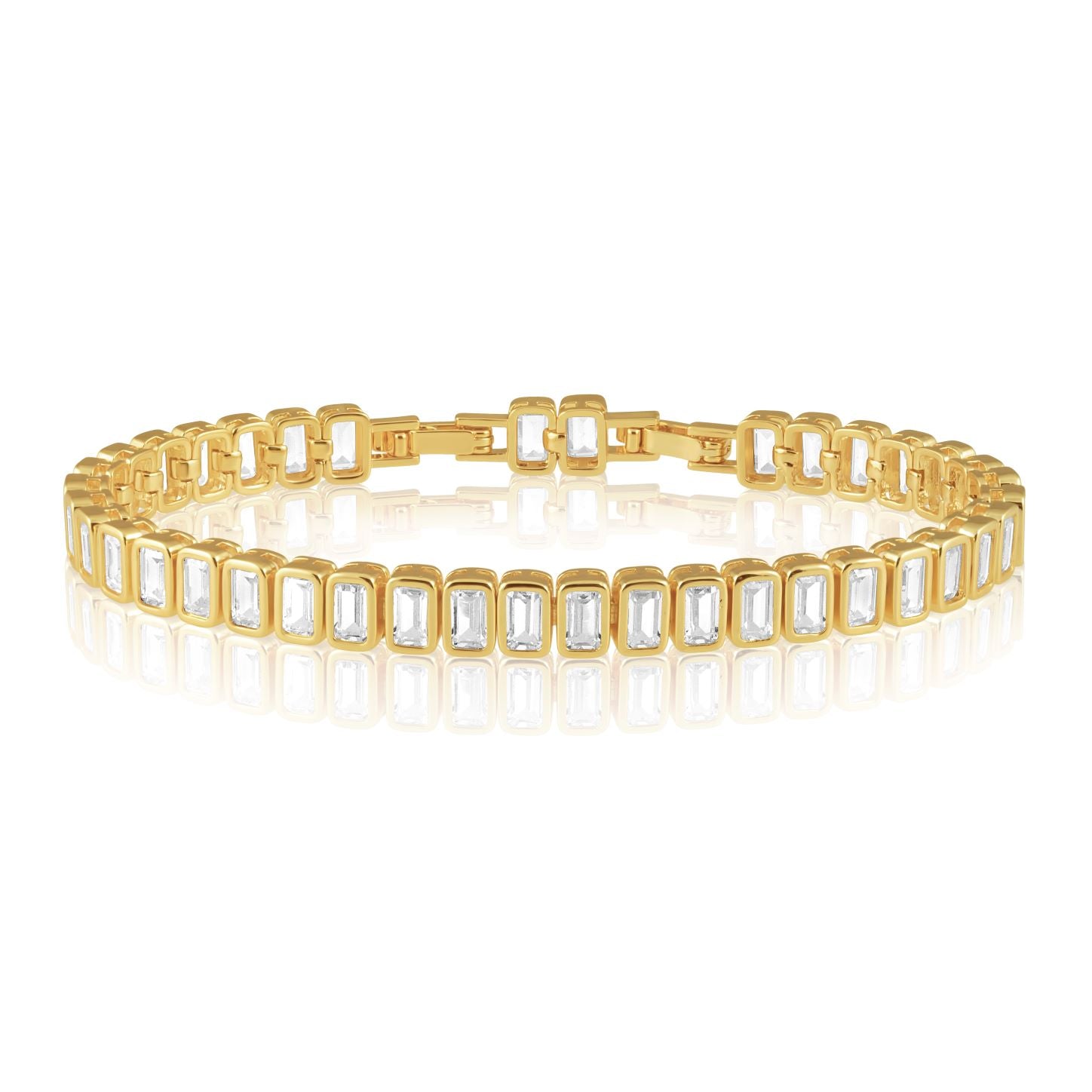 Ella CZ Tennis Bracelet - 18k Gold Plated, Adjustable Length, Water & Tarnish Resistant Bijou Her