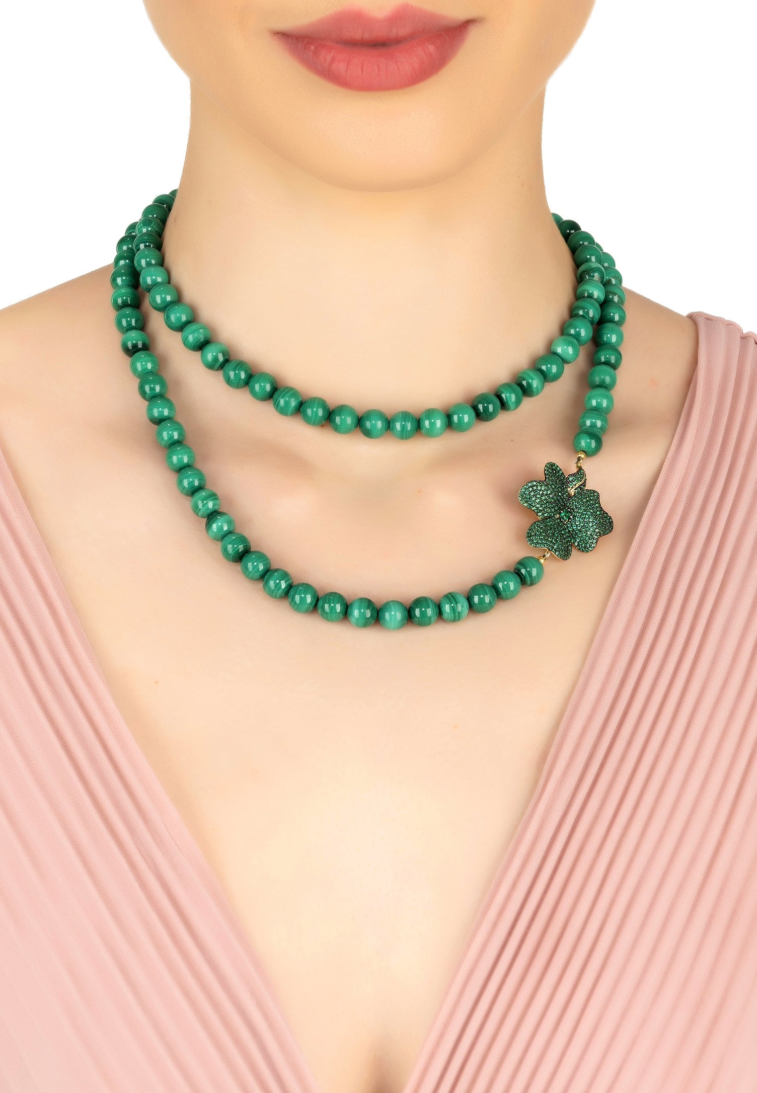 Emerald Gemstone Flower Necklace in Gold - Perfect for Special Occasions Bijou Her
