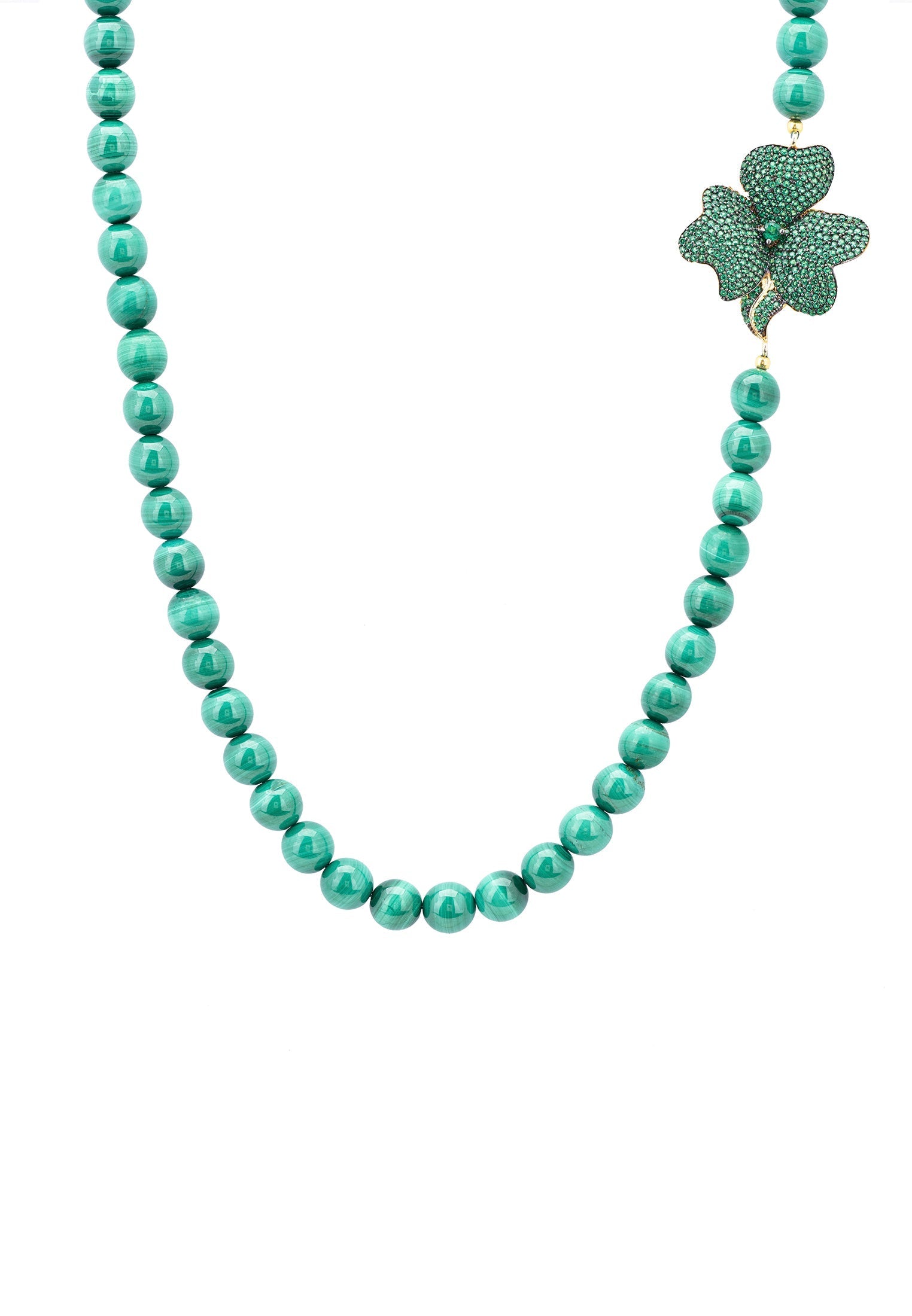 Emerald Gemstone Flower Necklace in Gold - Perfect for Special Occasions Bijou Her