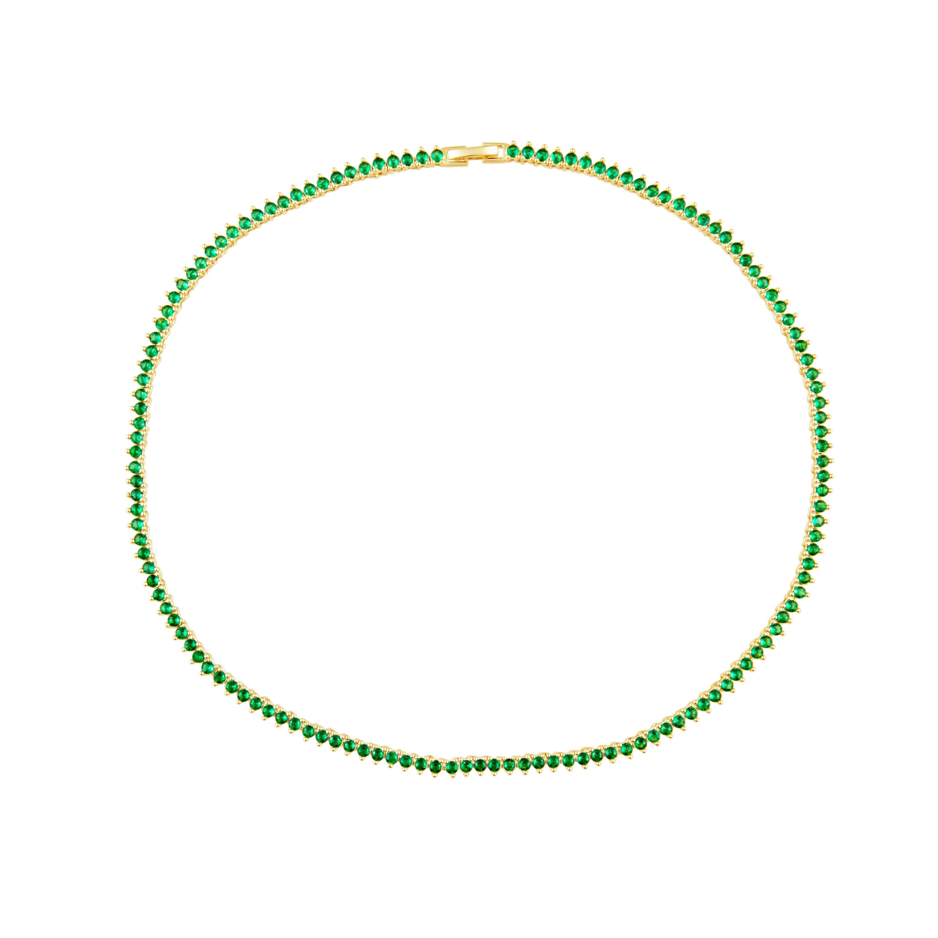 Emerald Tennis Necklace - Shimmering 14K Gold Plated Jewelry Bijou Her