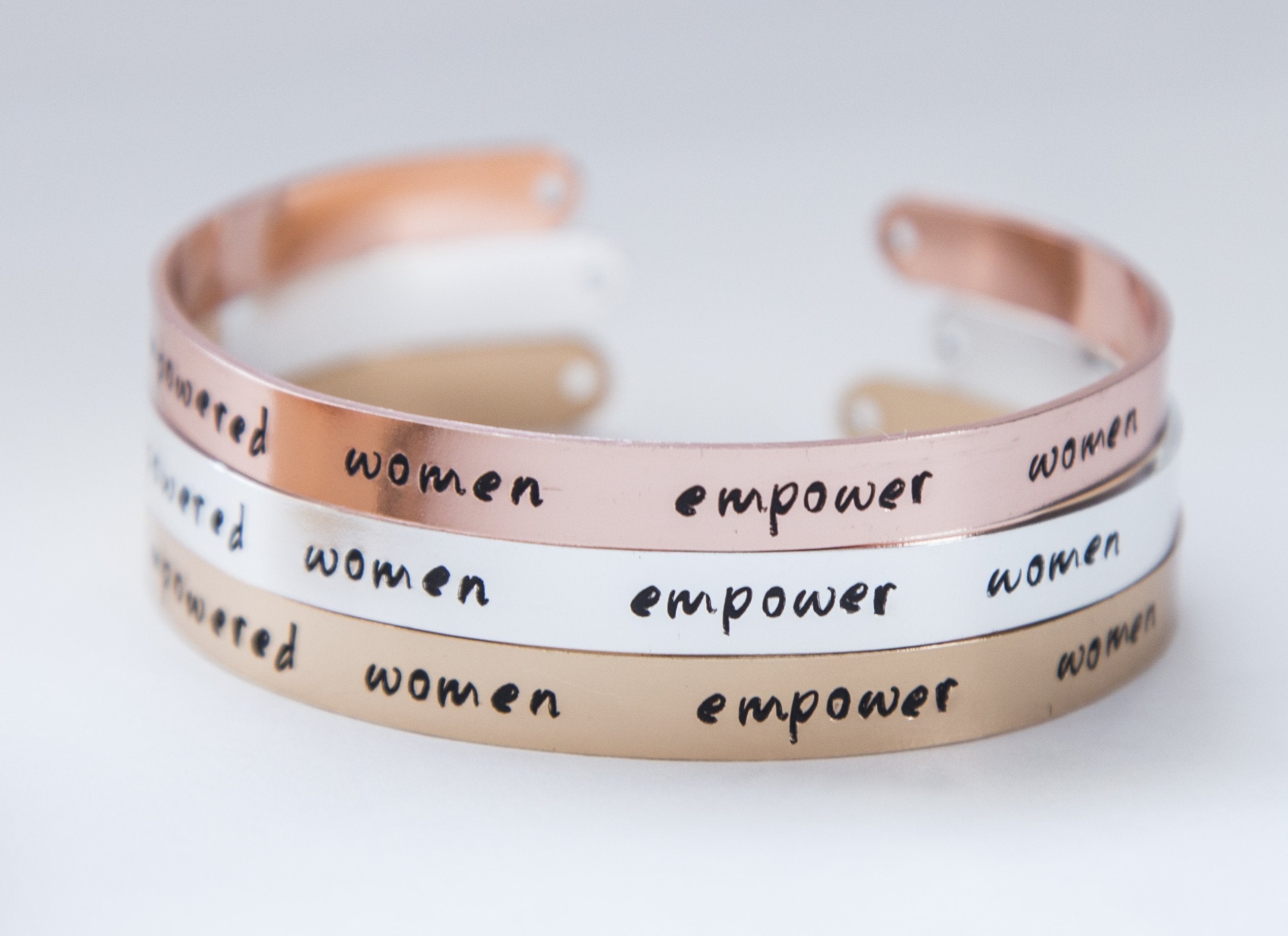 Empowered Women Bracelet - Adjustable Copper Jewelry with Stamped Message Bijou Her