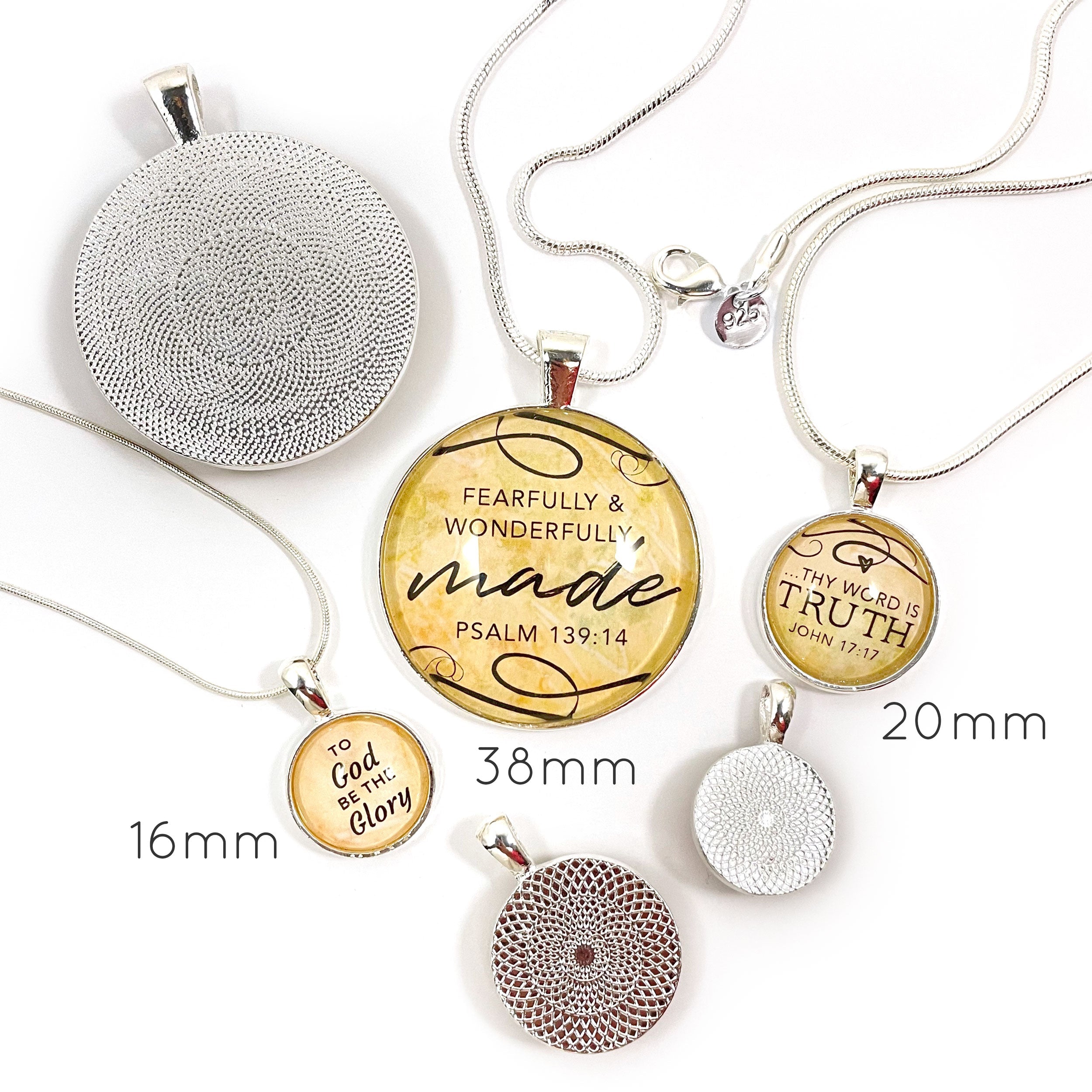 Encouraging Scripture Pendant Necklace - Silver-Plated, Choice of Size, 12 Verses to Choose From Bijou Her