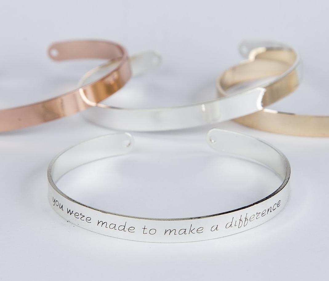 Engraved Teacher Gift Bracelet - Make a Difference Graduation Cuff Bijou Her