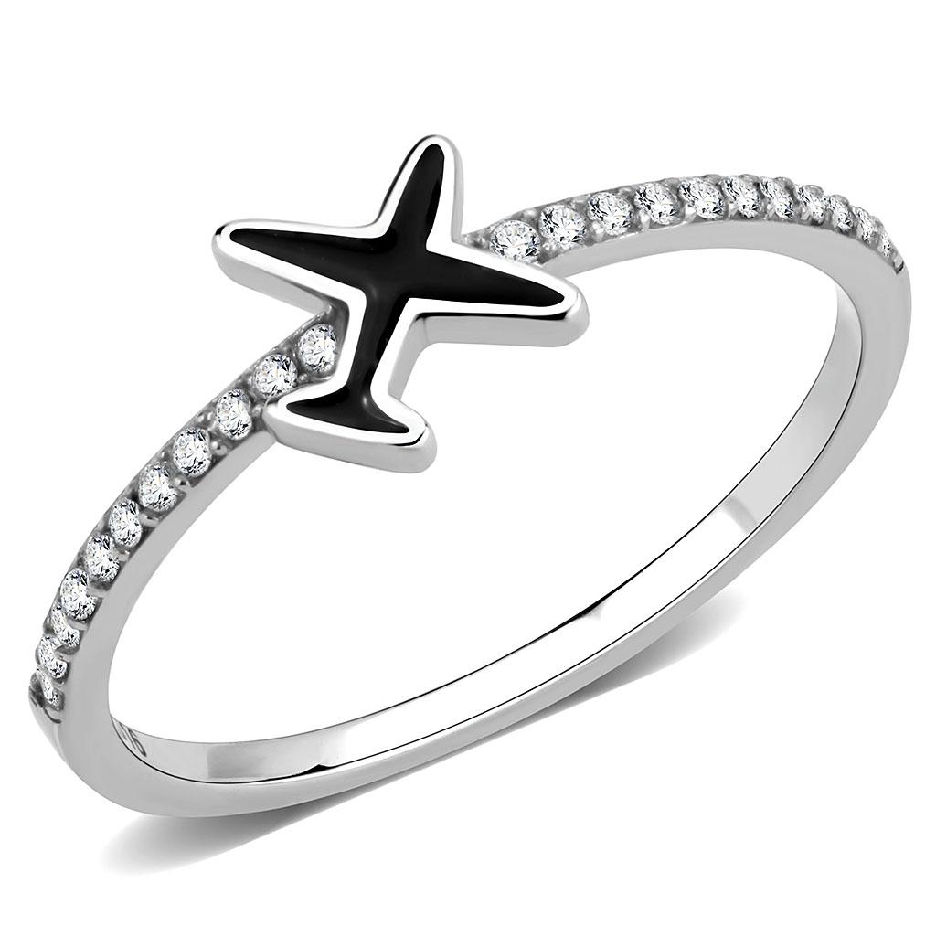 Epoxy Jet No Plating Stainless Steel Ring for Women - Ships in 1 Day Bijou Her