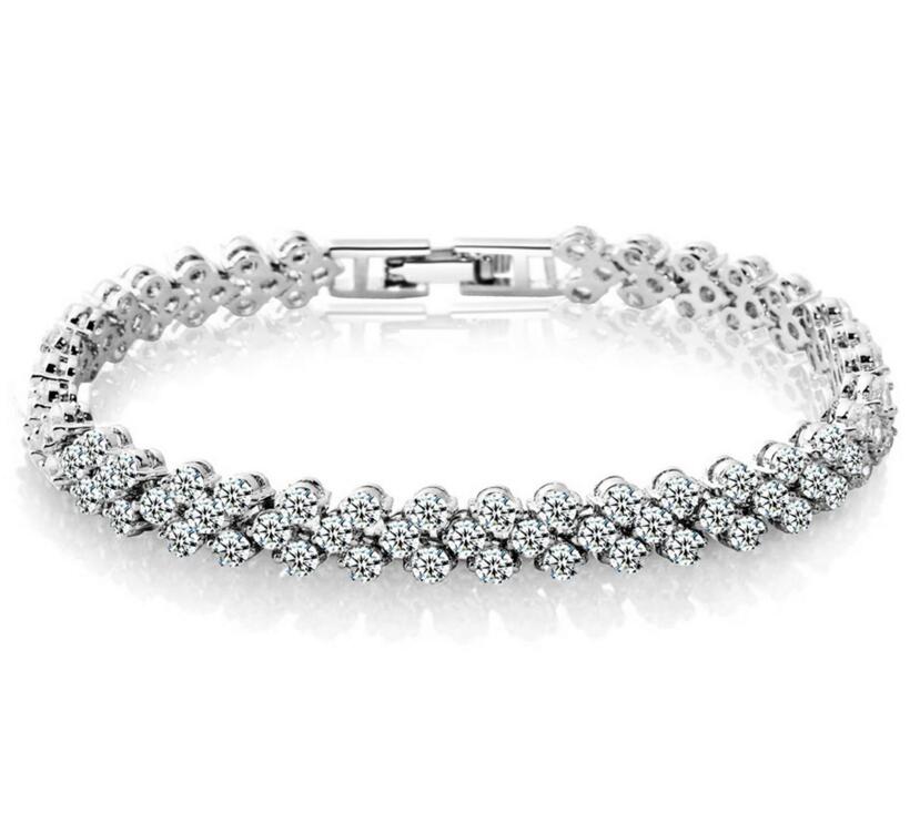 Eternal Love Tennis Bracelet: White Gold & Cubic Zirconia, 7.5 Inches, Fold Over Clasp, Gift Box Included, Free Shipping Bijou Her