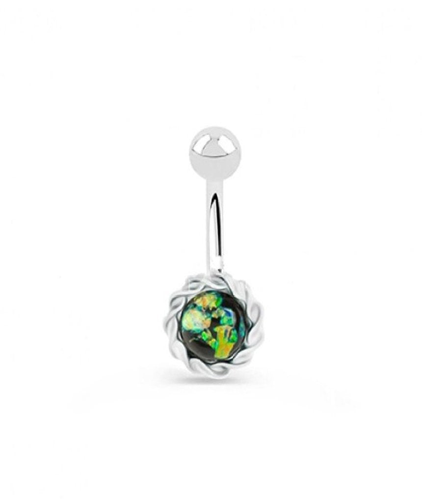 Ethnic Style Surgical Steel Belly Bar - Silver Navel Piercing Jewelry Bijou Her