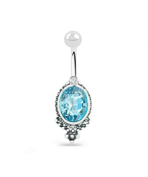 Ethnic Style Surgical Steel Belly Bar - Silver Navel Piercing Jewelry Bijou Her