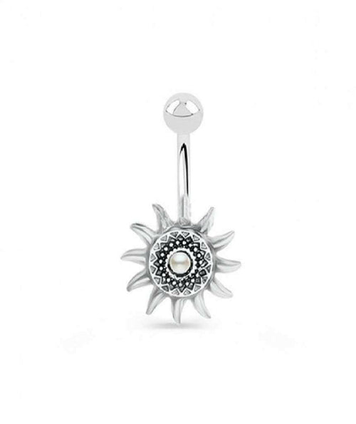 Ethnic Style Surgical Steel Belly Bar - Silver Navel Piercing Jewelry Bijou Her