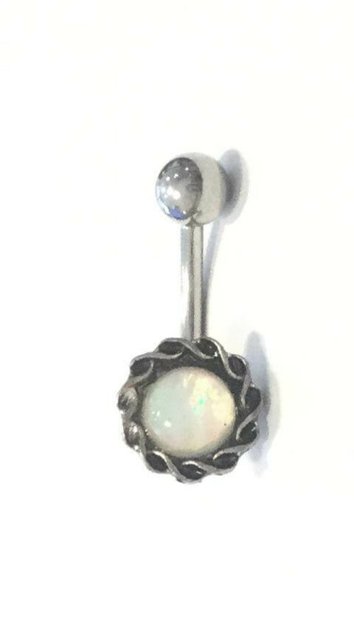 Ethnic Style Surgical Steel Belly Bar - Silver Navel Piercing Jewelry Bijou Her