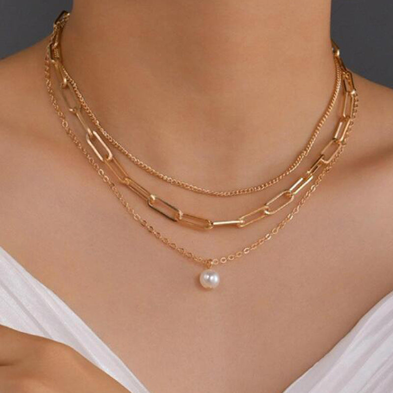 European And American Fashion Simple Metal Punk Chain Necklace Bijou Her