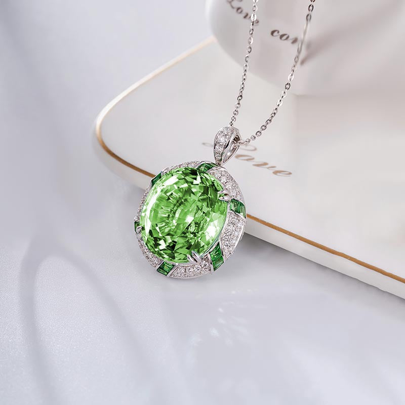 European And American Heavy Industry Design Imitation Natural Olivine Pendant Bijou Her