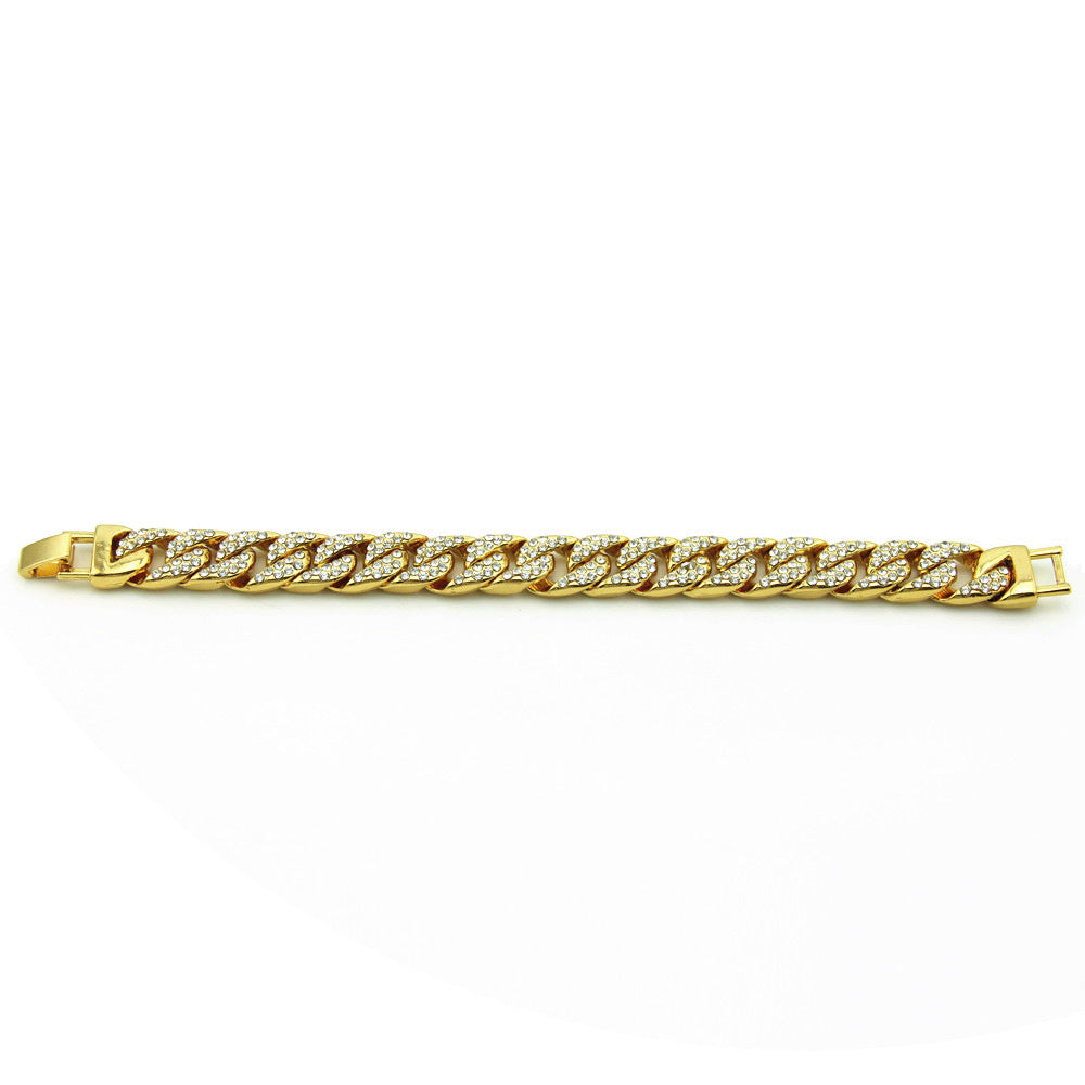 European And American Hip-hop Rap Full Of Diamond Men's Bracelet Bijou Her