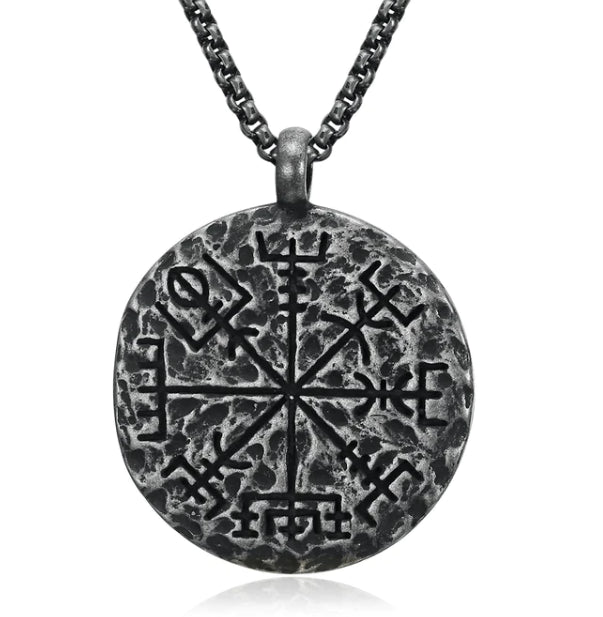 European And American Titanium Steel Men's Retro Viking Myth Pendant Metal Necklace Bijou Her