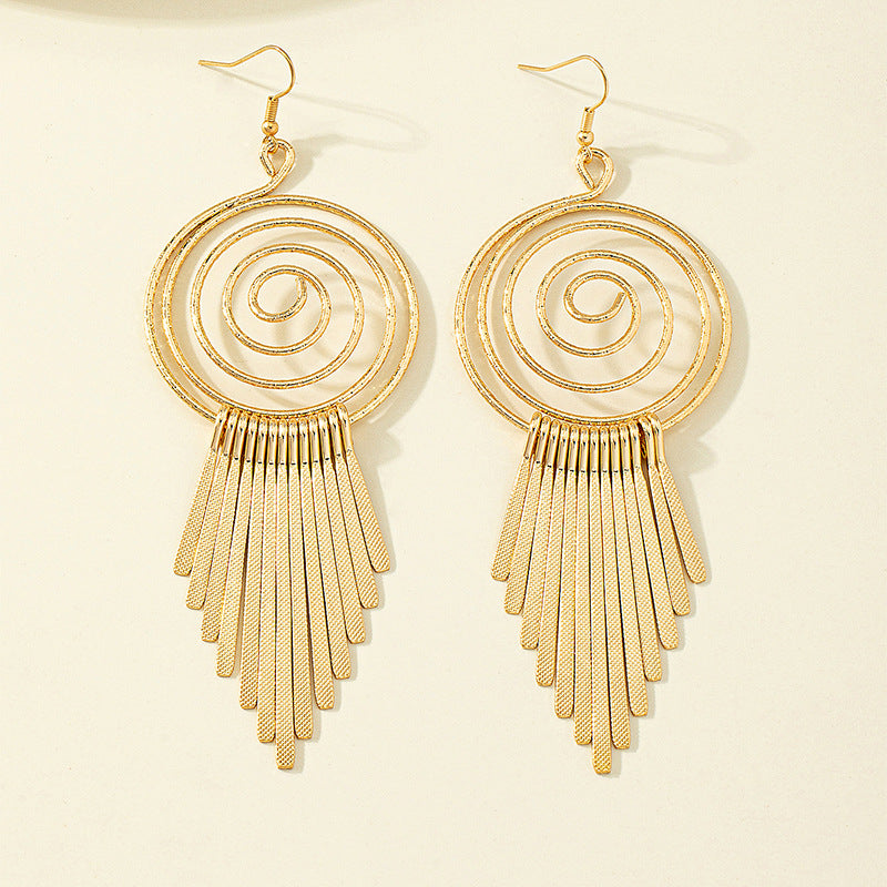 Exaggerated And Personalized Vortex Gear Circle Spiral Earrings Bijou Her