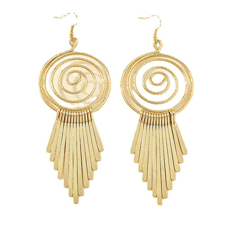 Exaggerated And Personalized Vortex Gear Circle Spiral Earrings Bijou Her