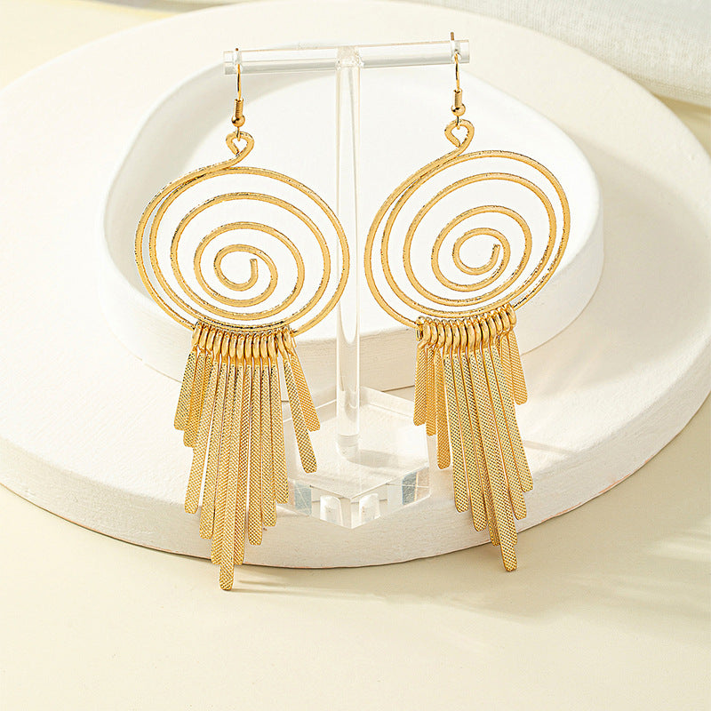 Exaggerated And Personalized Vortex Gear Circle Spiral Earrings Bijou Her