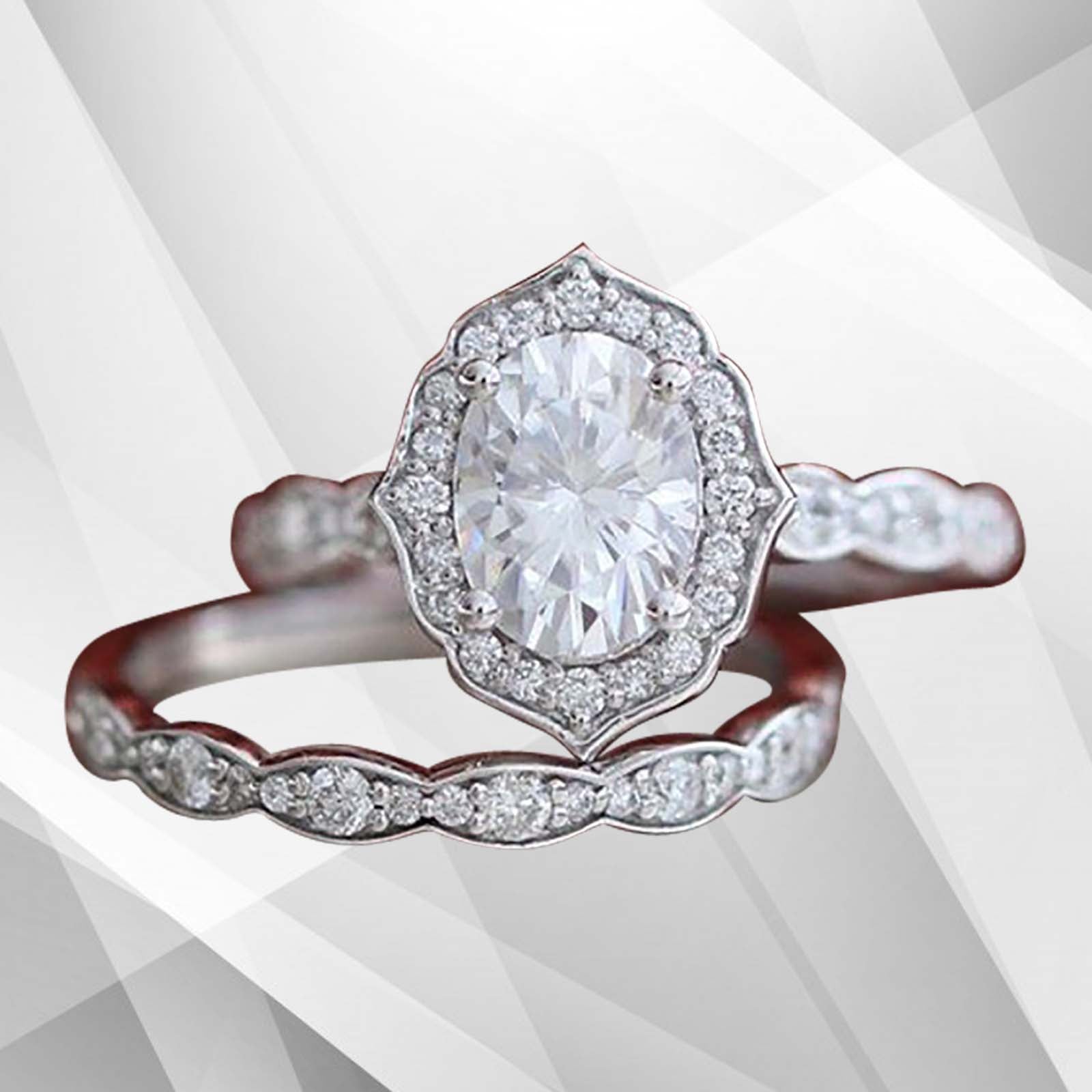 Exquisite Halo Engagement Ring with 2.50Ct Oval Cut CZ Diamond - Hypoallergenic, Free Shipping - NDF2 Bijou Her