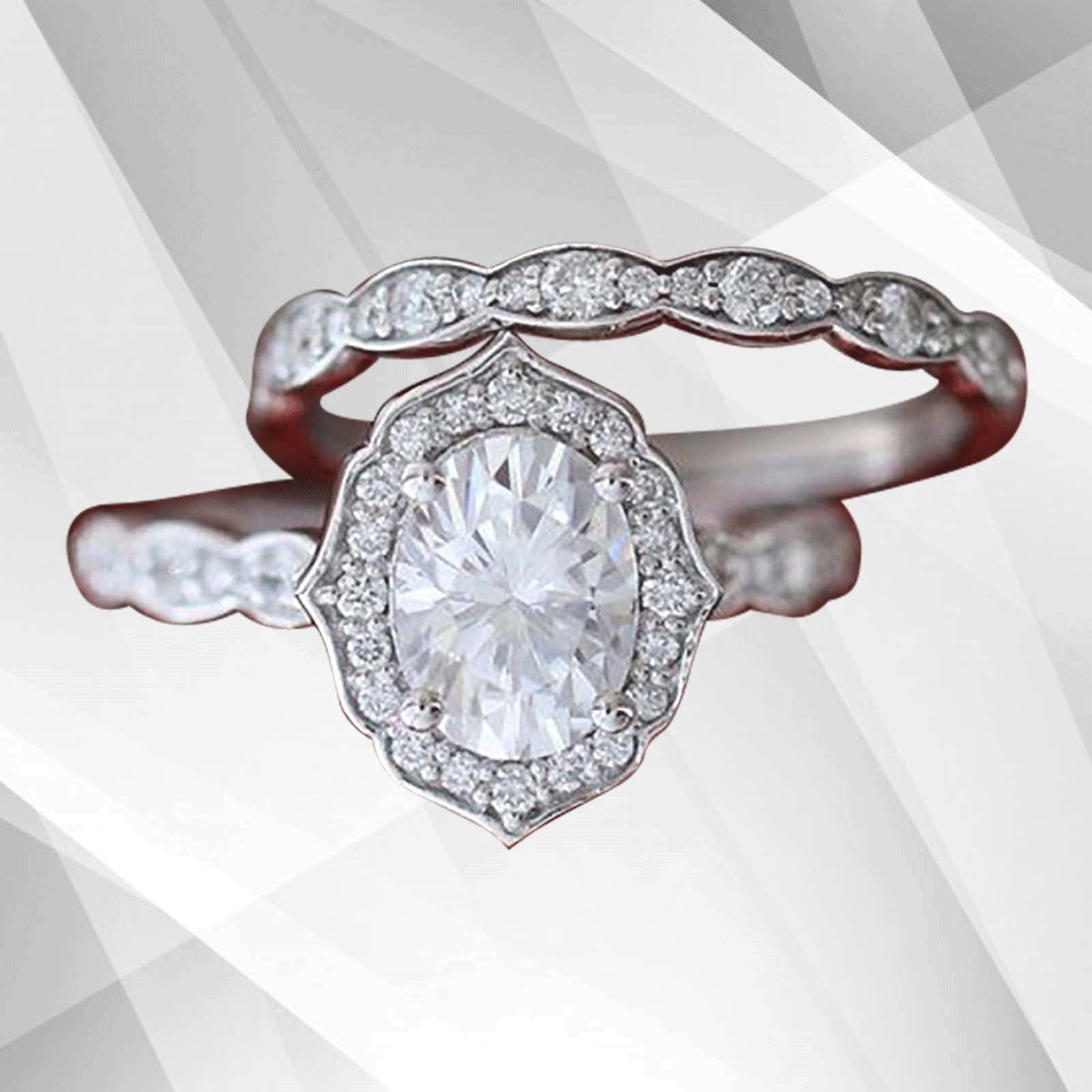 Exquisite Halo Engagement Ring with 2.50Ct Oval Cut CZ Diamond - Hypoallergenic, Free Shipping - NDF2 Bijou Her