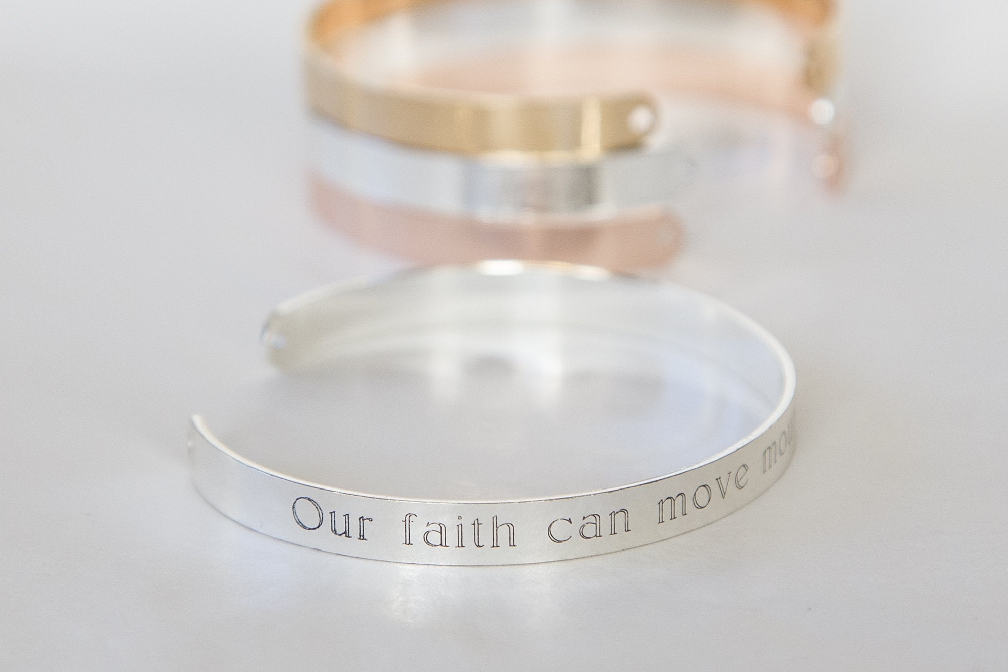 Faith Can Move Mountains Adjustable Religious Bracelet - Copper with Gold, Rose Gold or Silver Plating - Matthew 17:20 Quote - Fast Shipping Bijou Her