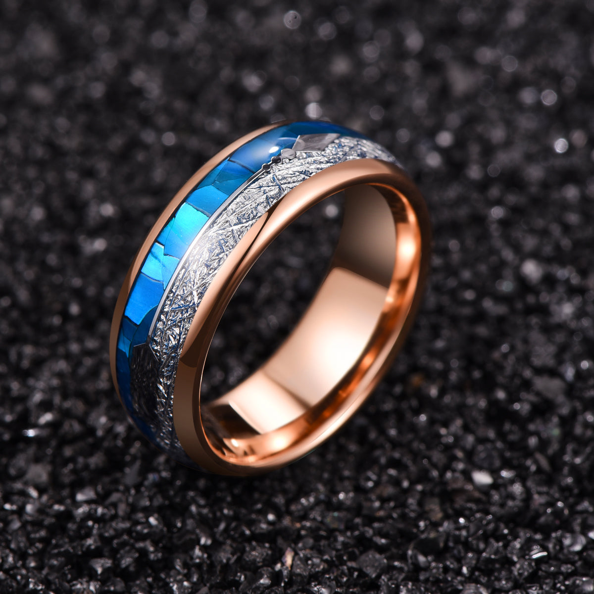 Fashion Blue Shell Men's Tungsten Steel Ring Bijou Her