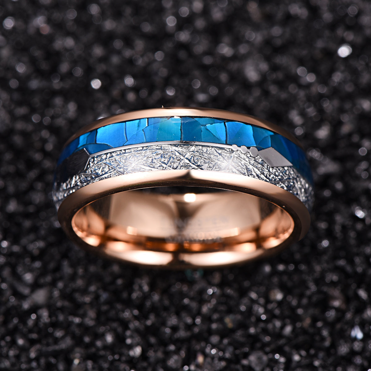 Fashion Blue Shell Men's Tungsten Steel Ring Bijou Her