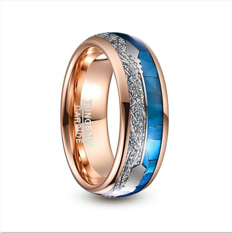 Fashion Blue Shell Men's Tungsten Steel Ring Bijou Her