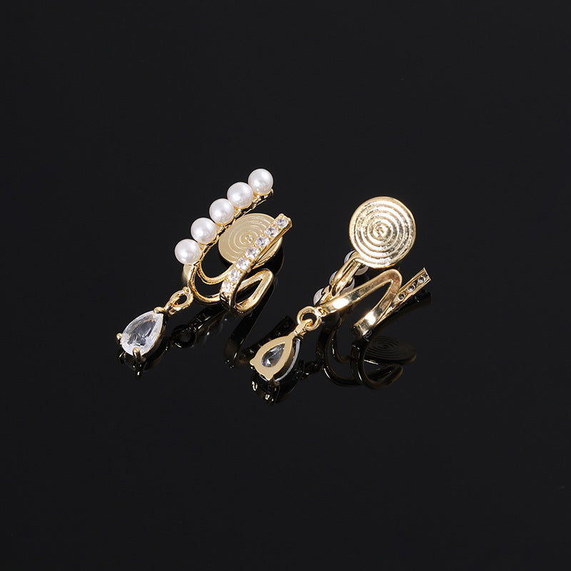 Fashion Double Layer Pearl Integrated Mosquito Coil Ear Clip Bijou Her