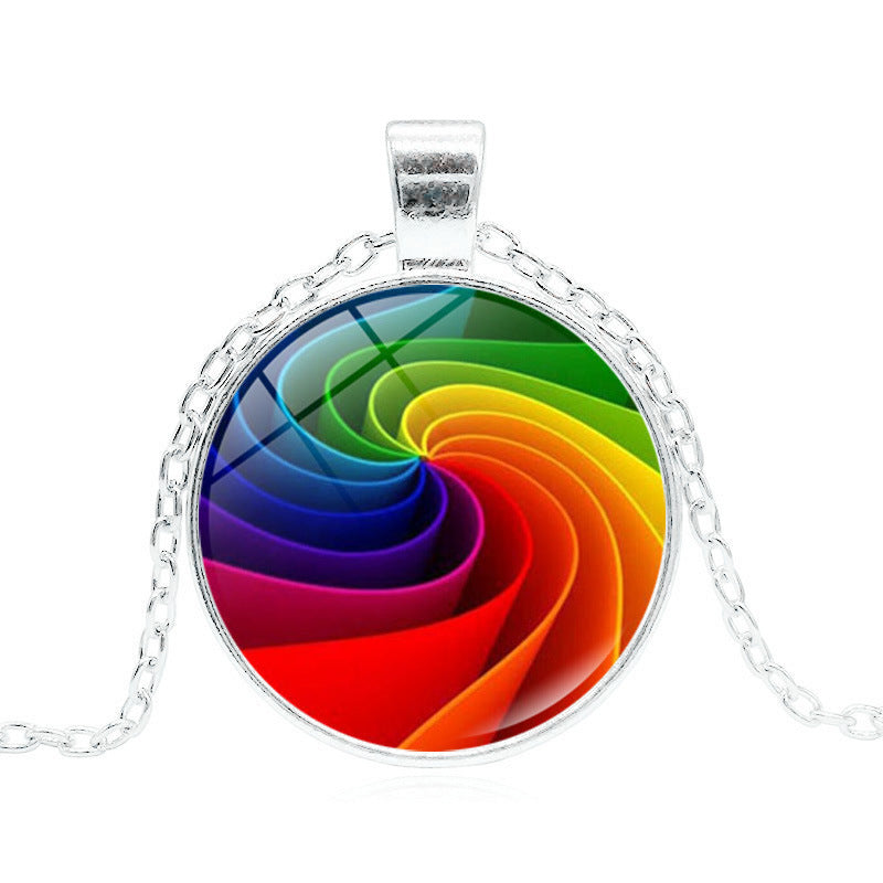 Fashion Rainbow Time Gem Pendant Necklace Female Bijou Her