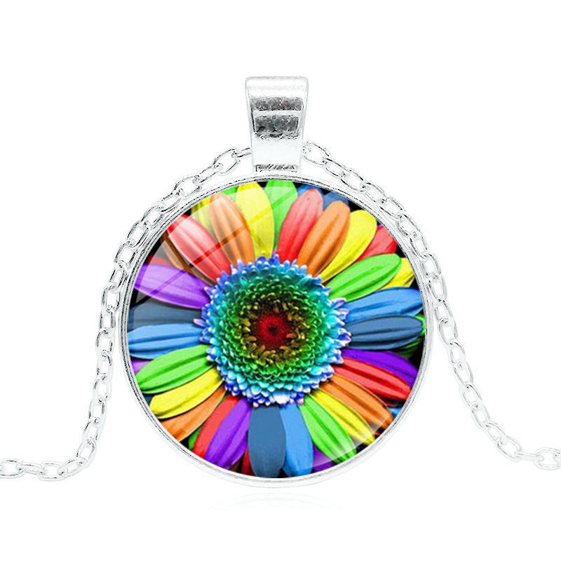 Fashion Rainbow Time Gem Pendant Necklace Female Bijou Her