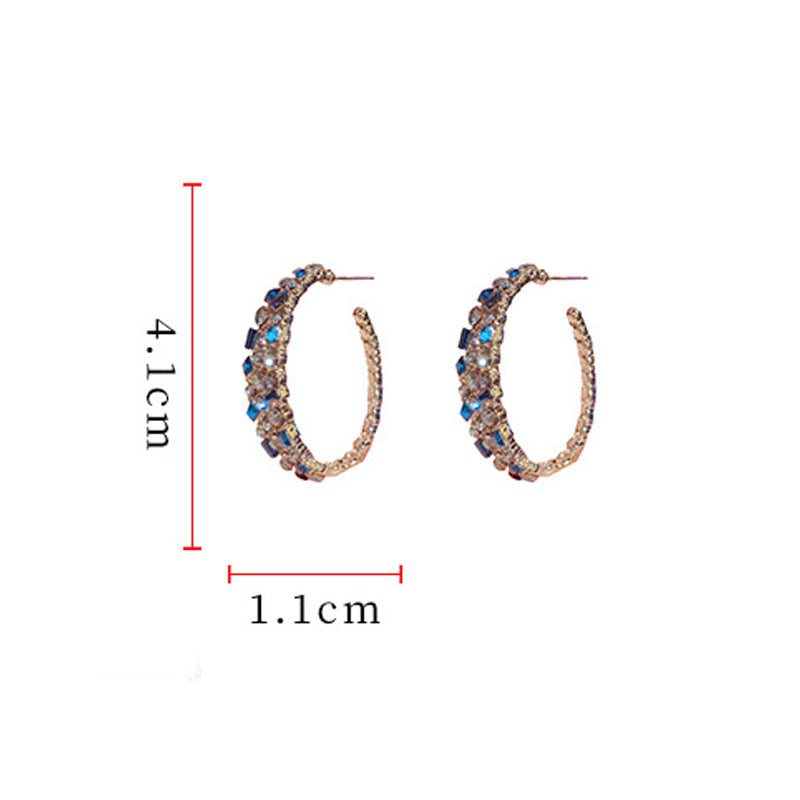 Fashion Retro Full Diamond Women's 925 Silver Needle Simple Cool Style High Quality Earrings Bijou Her