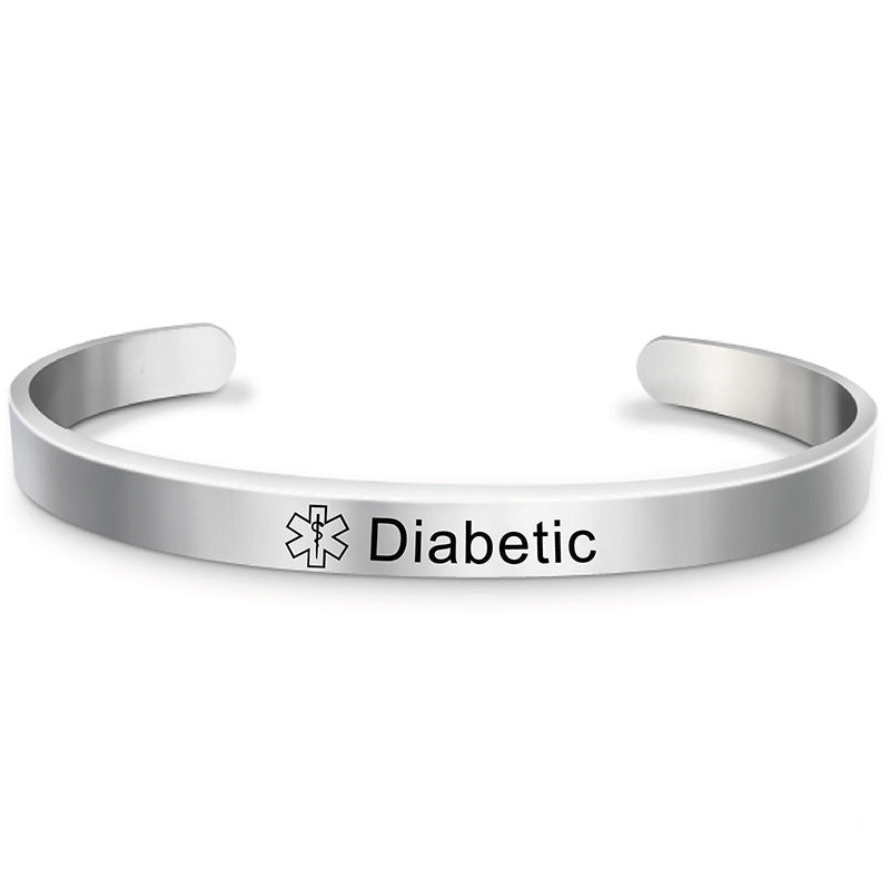 Fashion Silver Plated Medical Alert Cuff Bracelet EPILEPSY Diabetic Allergy Stainless Steel Bangle For Women Men Bijou Her