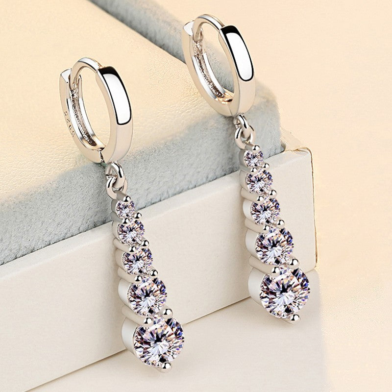 Fashion Silver-plated Earrings Drop Diamonds Bijou Her