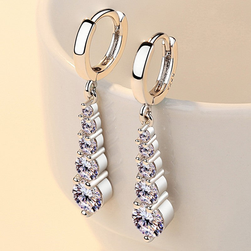 Fashion Silver-plated Earrings Drop Diamonds Bijou Her