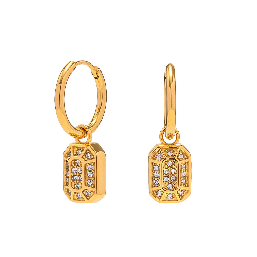 Fashion Square Diamond Pendant Earrings Bijou Her