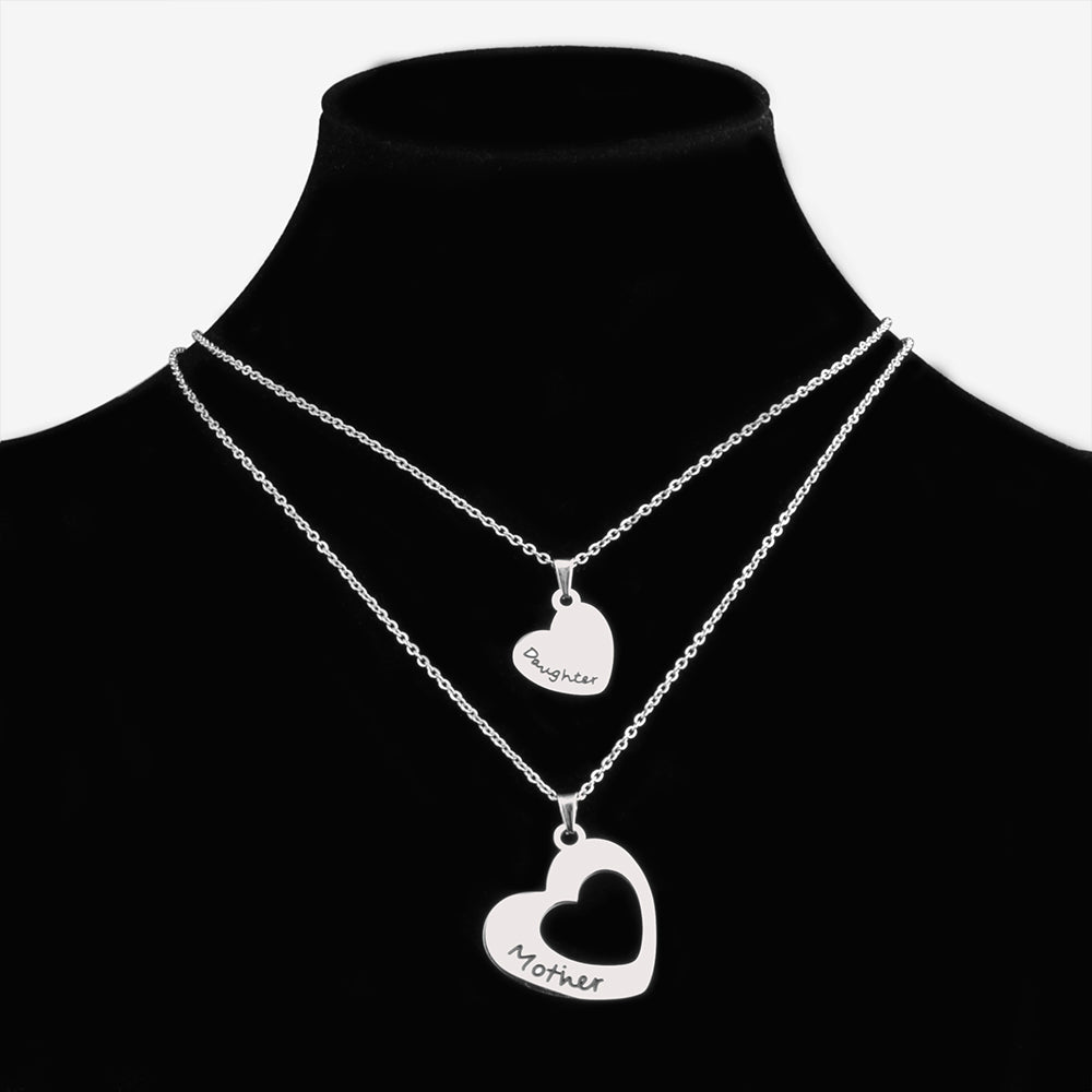 Fashion Stainless Steel Double-heart Necklace Bijou Her