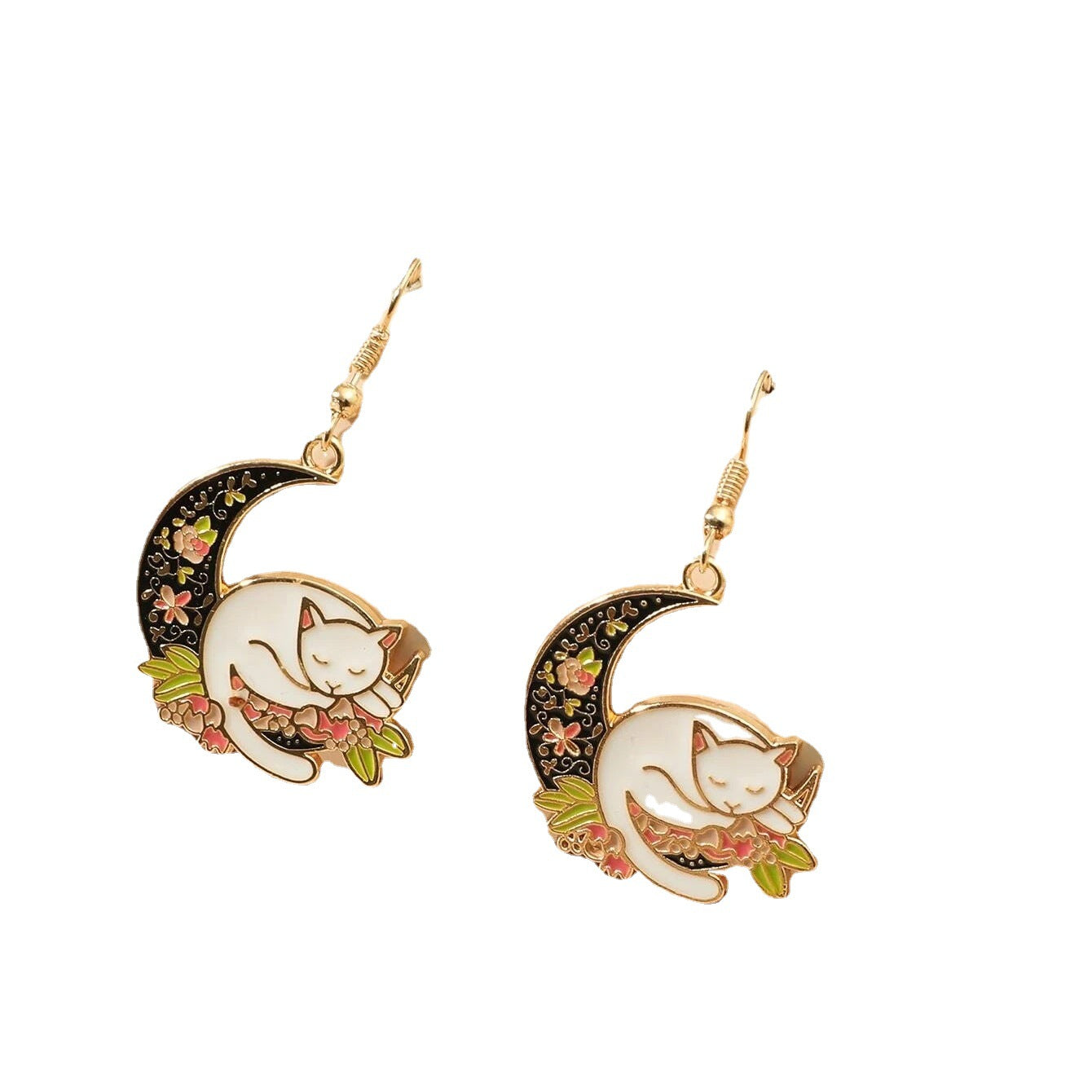 Fashion Temperament Black Moon Hug Cat Earrings Bijou Her