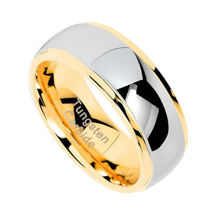 Fashion Tungsten Steel Ring Curved Line Gold Bijou Her