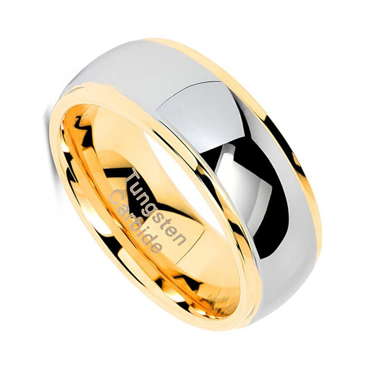 Fashion Tungsten Steel Ring Curved Line Gold Bijou Her